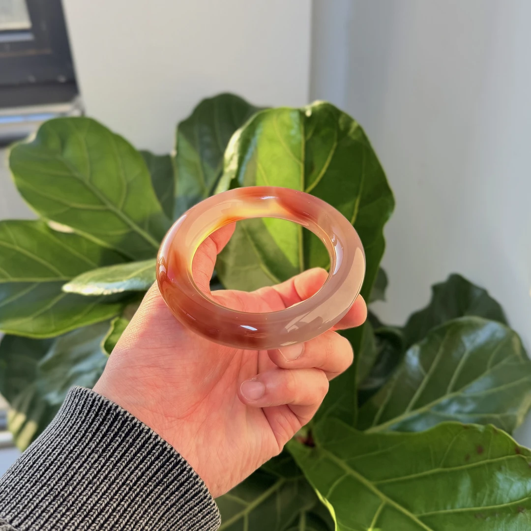 【粉韵天成】天然意念粉巴西奥兰德粉青62圈玛瑙手镯新中式珠宝玉镯