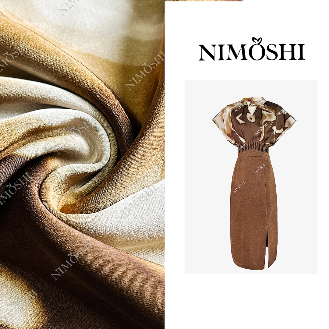 NIMOSHI莎莎2025新款夏季法式轻奢高腰气质显瘦遮肉连衣裙Q1831