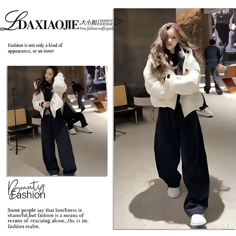 今年冬季流行漂亮套装2025新款气质保暖棉服外套显瘦休闲裤两件套