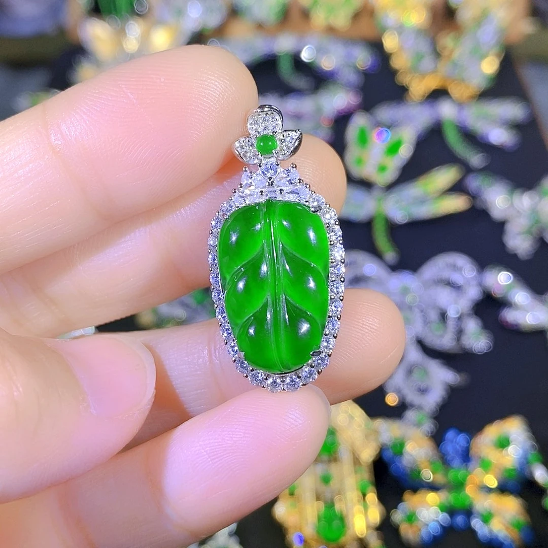 吊坠(不含链)银S925镶嵌翡翠