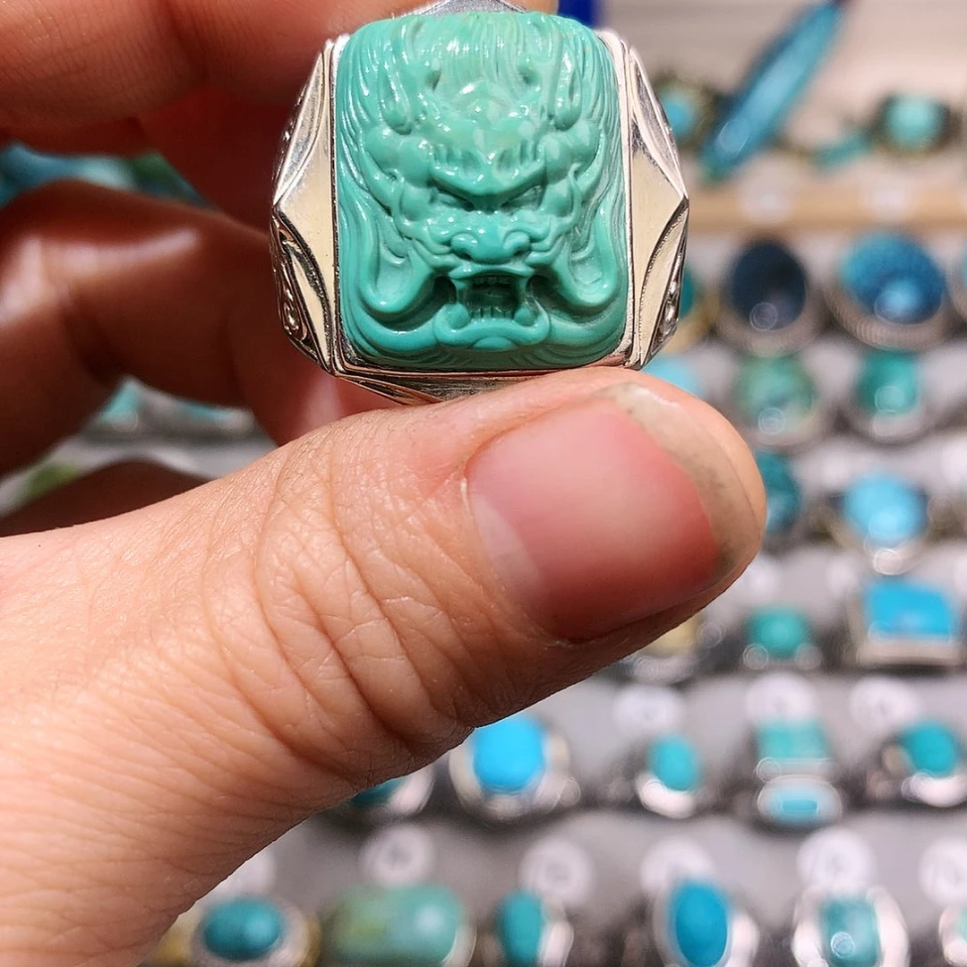 绿松石挂件银S925镶嵌