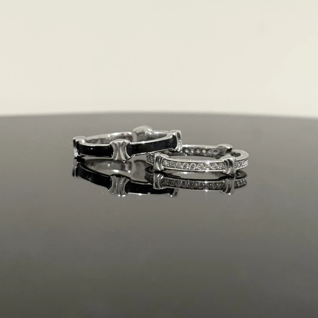 合金戒指 【17SR】黑白对戒叠戴两只情侣戒指日韩饰品小众