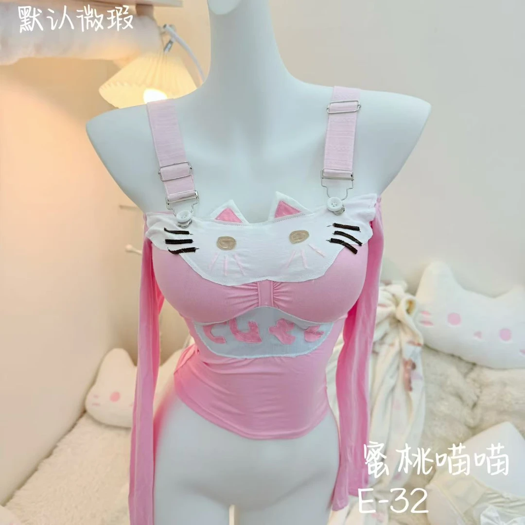 【元气喵】手作系列默认微瑕:蜜桃喵喵上衣（E32）