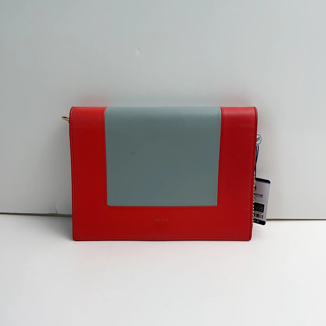 95新 Celine/思琳 思琳红拼色信封斜挎包