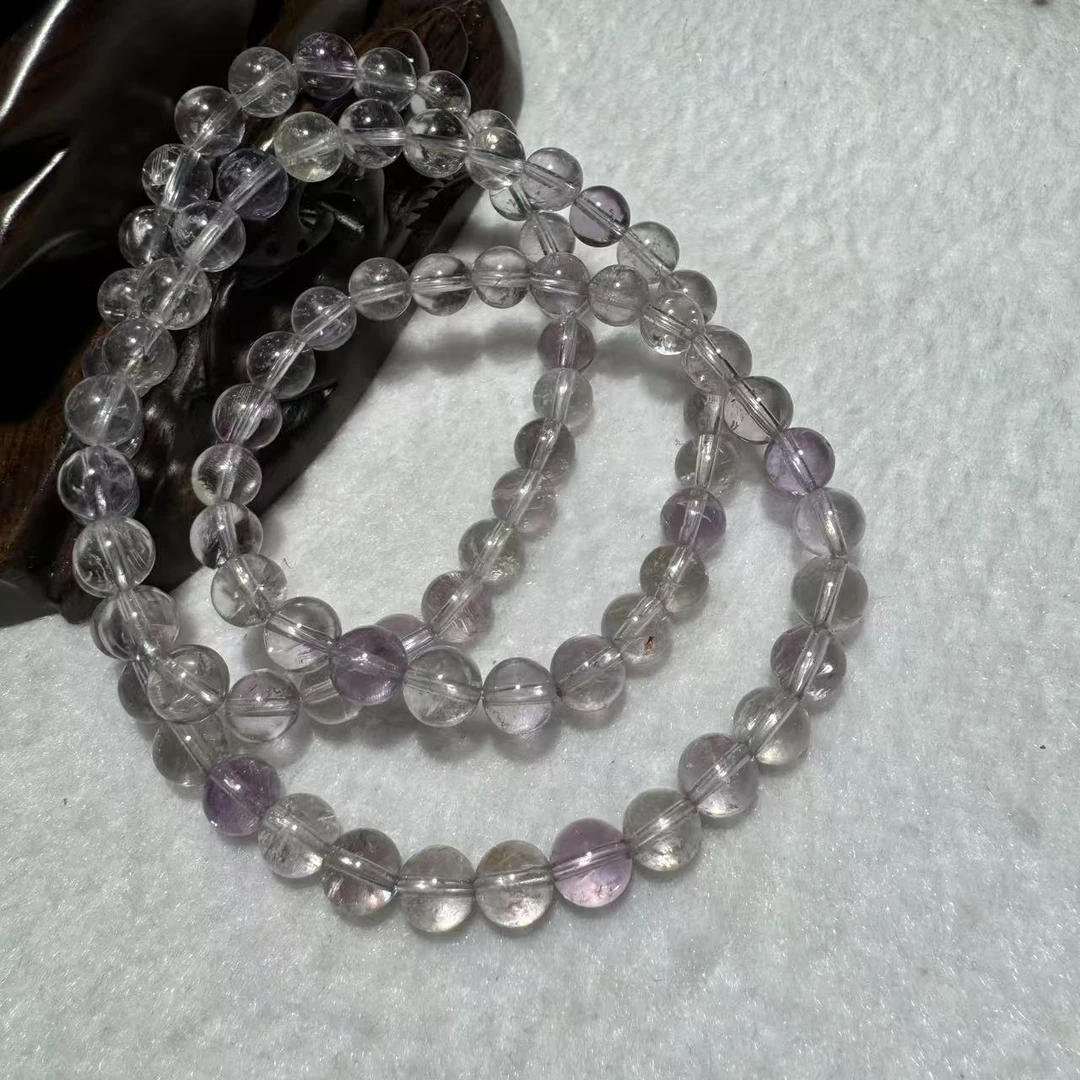 水晶研究员] 天然紫芬达极光多圈手串z138 多样性发其一