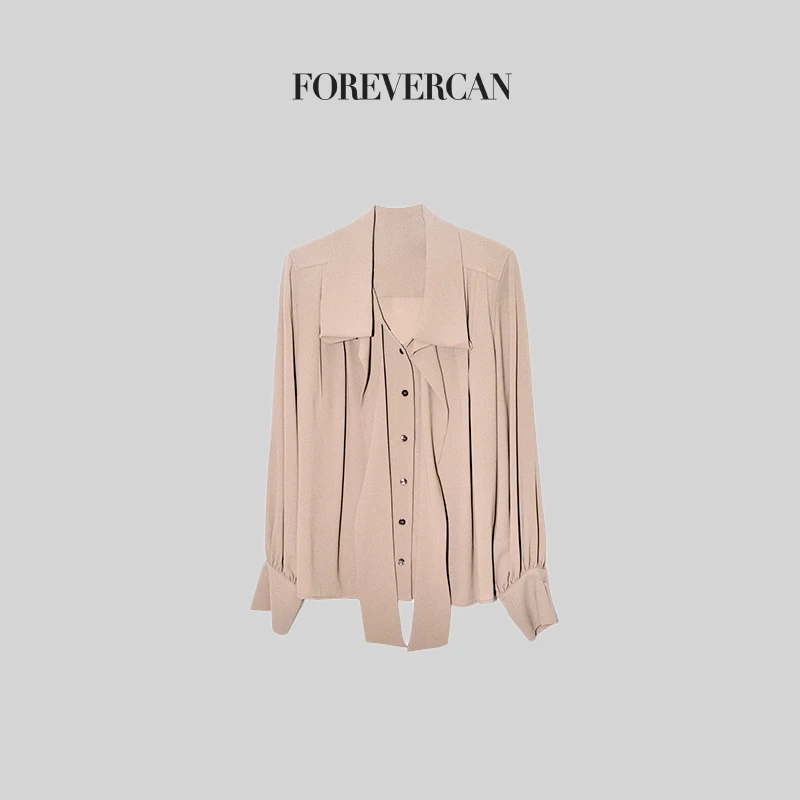FOREVERCAN“弗罗里达情诗”宋慧乔同款飘带立裁长袖衬衫CANWT16682