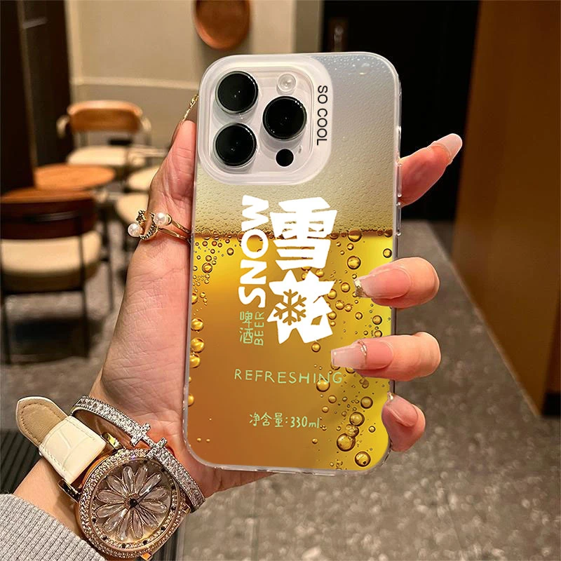 雪花冰啤适用苹果16/15手机壳iphone14Promax元气13软胶12防摔11x