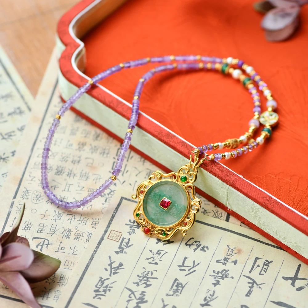 戊申堂【平安喜乐 玉钱】冰玉吊坠 送项链 国风珠宝