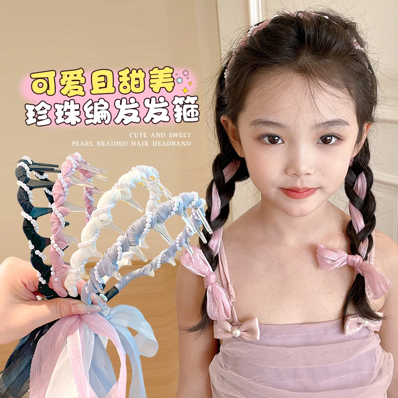 儿童珍珠编发头箍甜美女童发箍头饰小女孩公主发卡宝宝发卡发饰