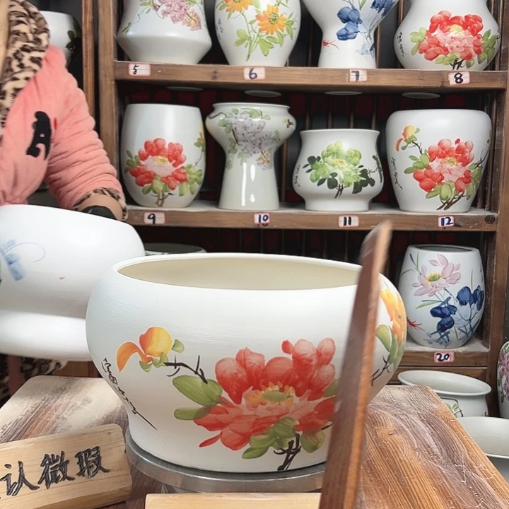 摆件口25牡丹瓷新款陶瓷