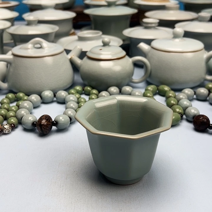 杯微微暇仿古釉八方杯原矿原釉原产地