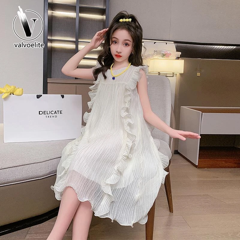 VALVOELITE女童背心连衣裙夏季洋气2025新款中大童装无袖公主裙子