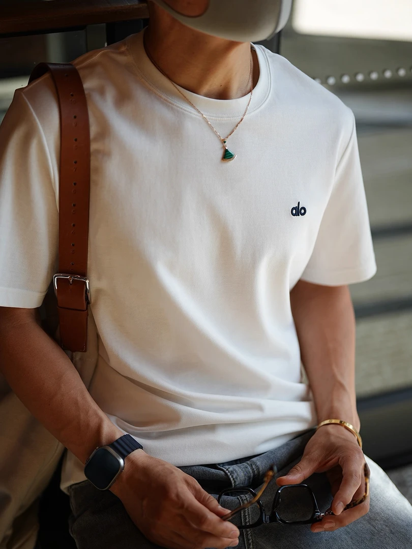 港风潮牌极简设计字母绣标短袖T恤男生夏季时尚新款柔糯亲肤半袖