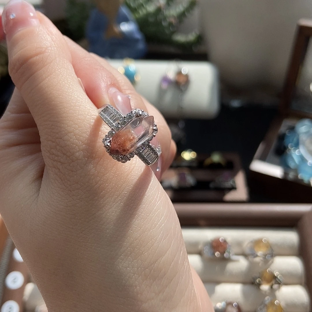 水晶戒指银S925镶嵌小**✨红兔毛