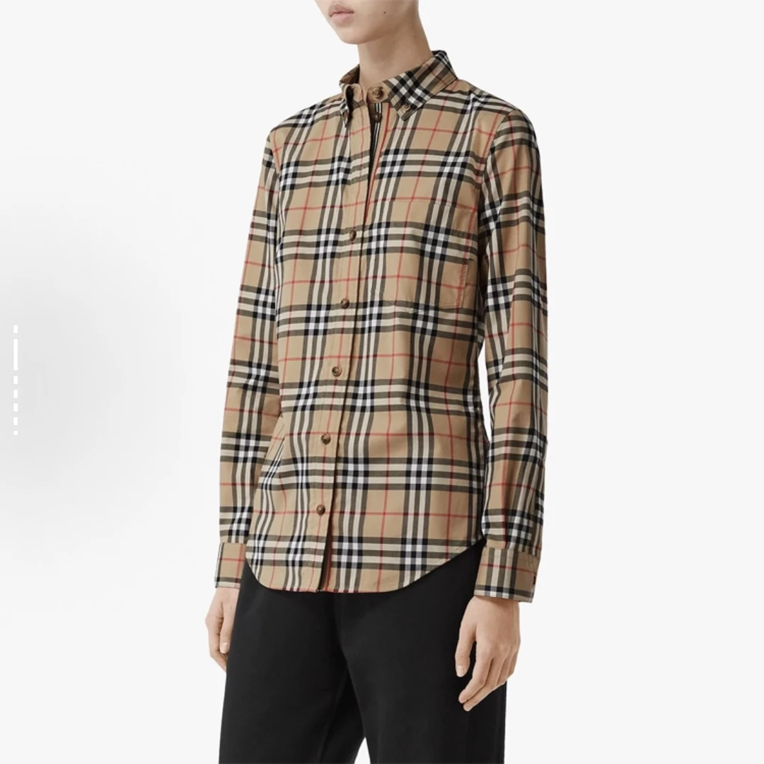 99新 BURBERRY/博柏利 7872/棕色Vintage经典格纹衬衫/34码/99新