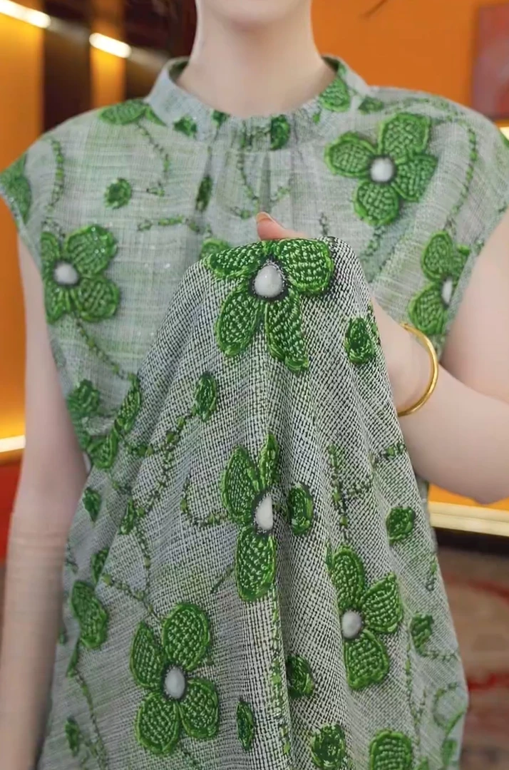 【送腰带】夏季新款设计师气质清凉透气遮肉连衣裙YJ10127