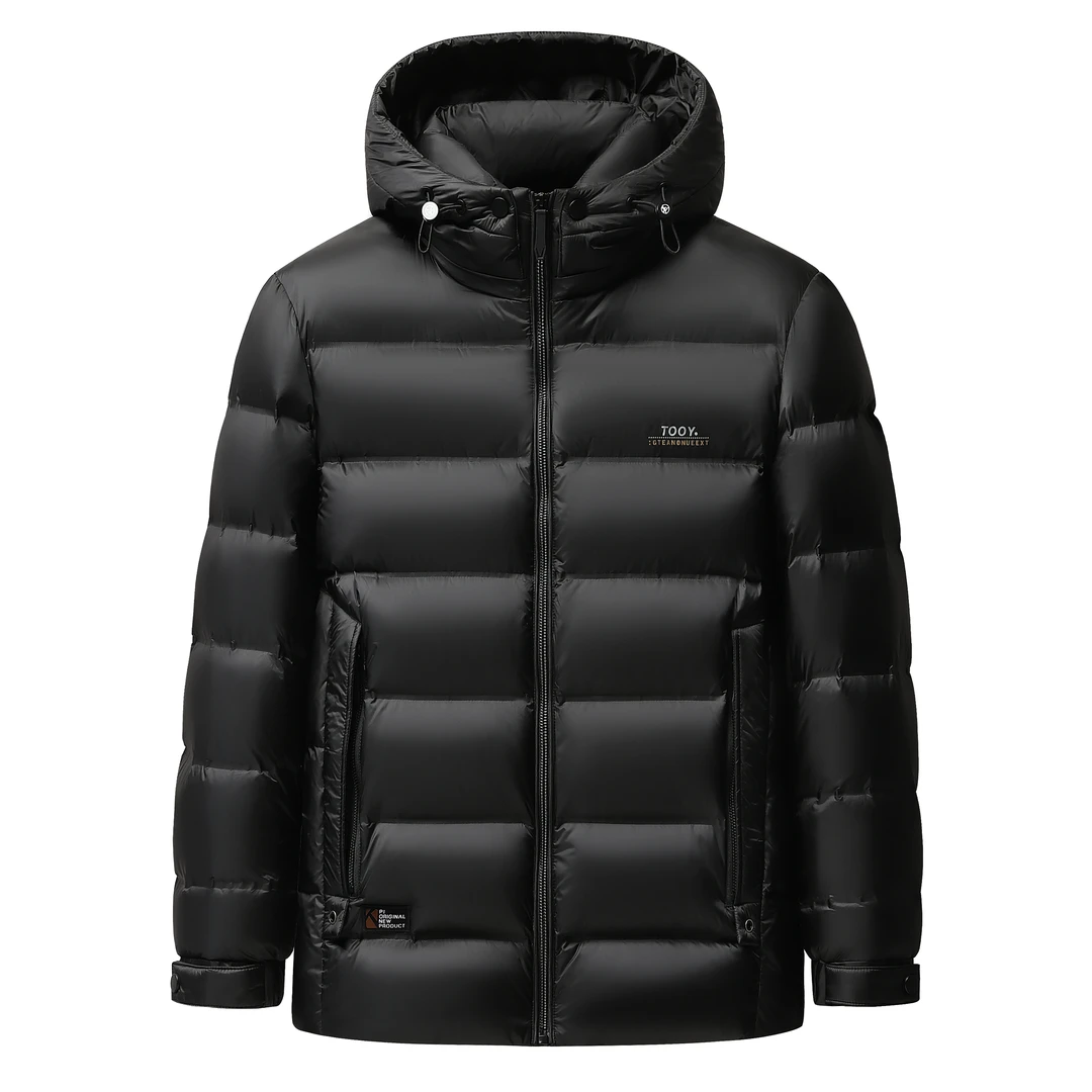 加厚短款连帽可脱卸帽纯色保暖男装潮流宽松冬季