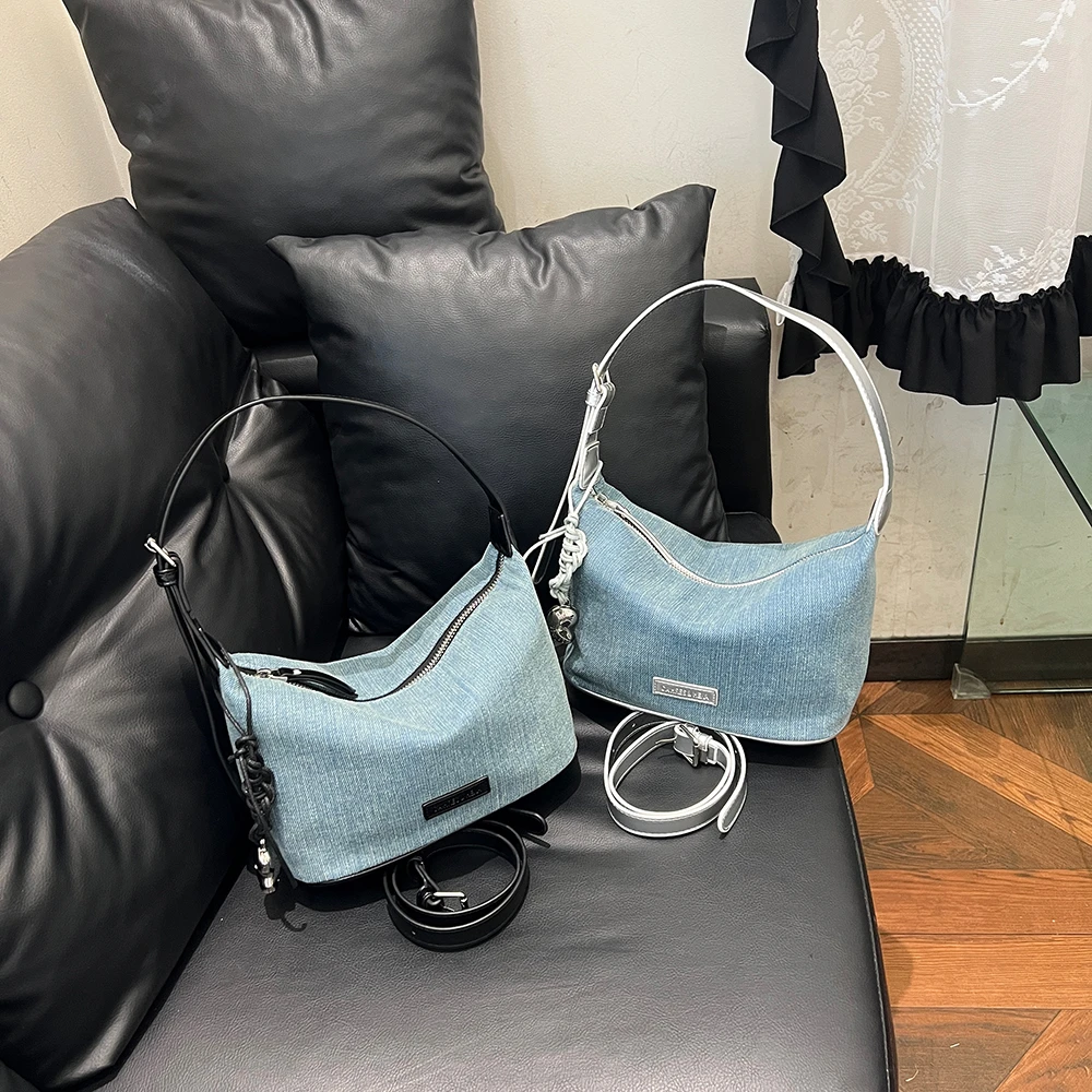 【郊游日记】2025新款百搭牛仔单肩腋下包小众休闲时尚简约斜跨包女