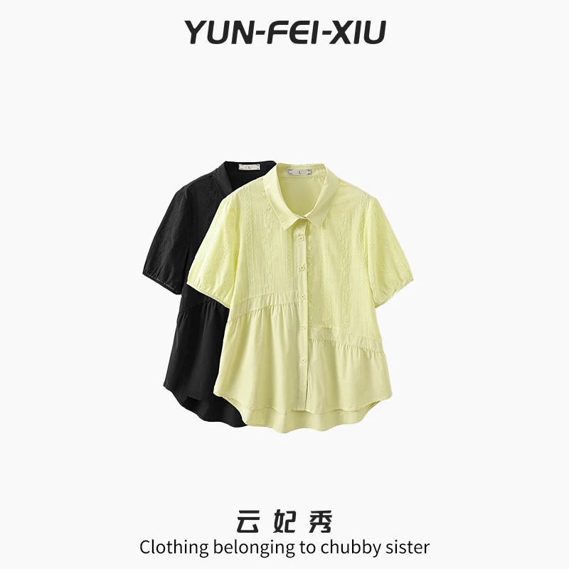 云妃秀大码女装衬衫休闲时尚胖妹妹显瘦宽松韩版减龄上衣夏季6006
