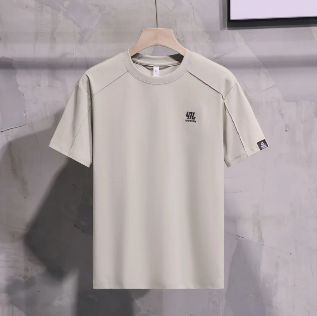 高品质男士高棉感短袖T恤夏季百搭时尚休闲简约圆领宽松潮流半袖