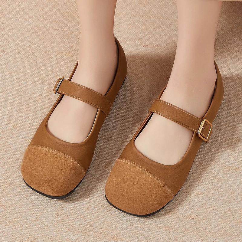 博肯鞋女春季新款复古百搭玛丽珍鞋时尚休闲鞋法式舒适简约平底鞋