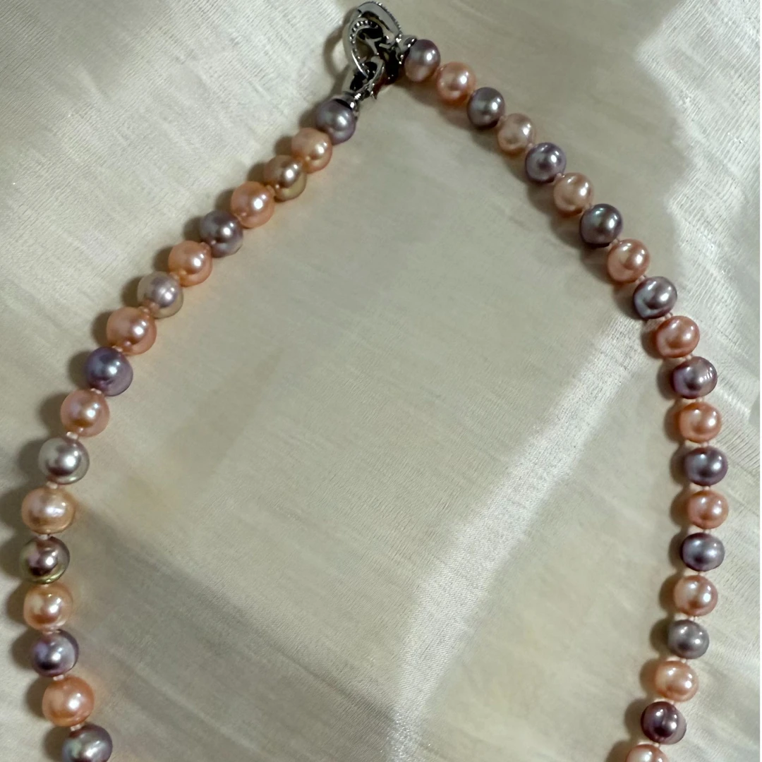 7-9mm 淡水无核珍珠 七彩祥云糖果项链  ZH13514