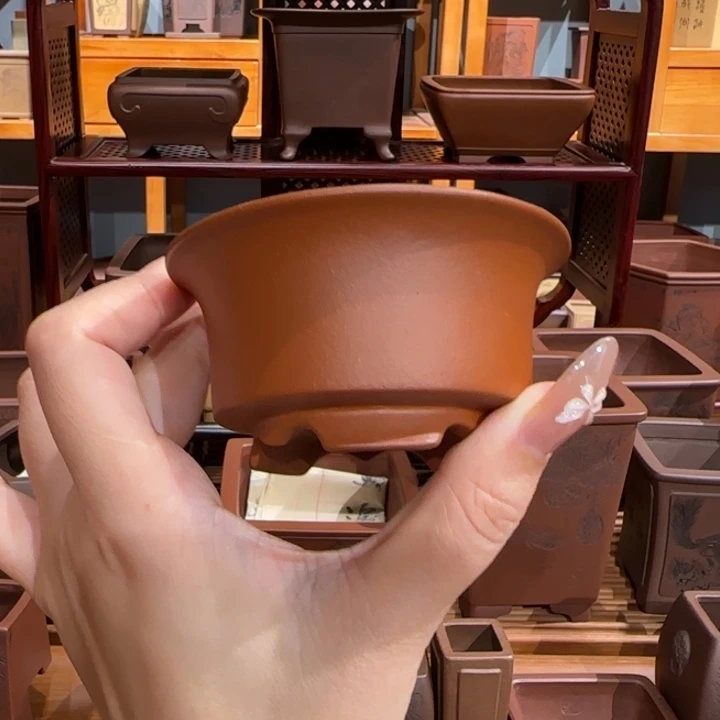 紫砂花盆半手工制作