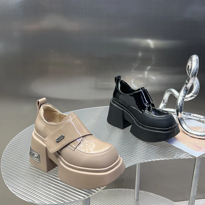 2025春季新款百搭增高魔术贴乐福鞋复古小个子厚底单鞋女SJ8806-7