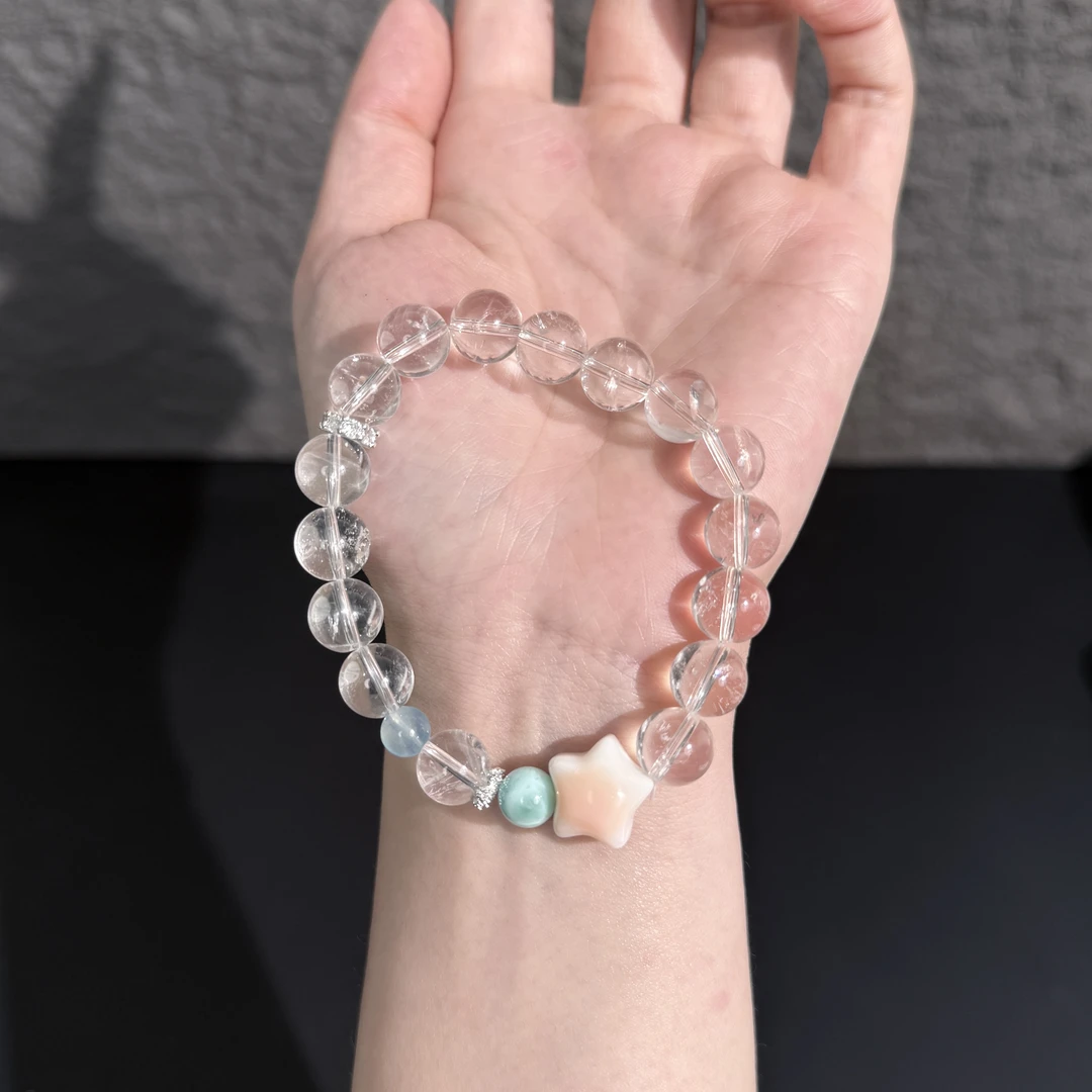 原创冰蓝粉梦境10mm+设计款DIY手串O104多样性发一