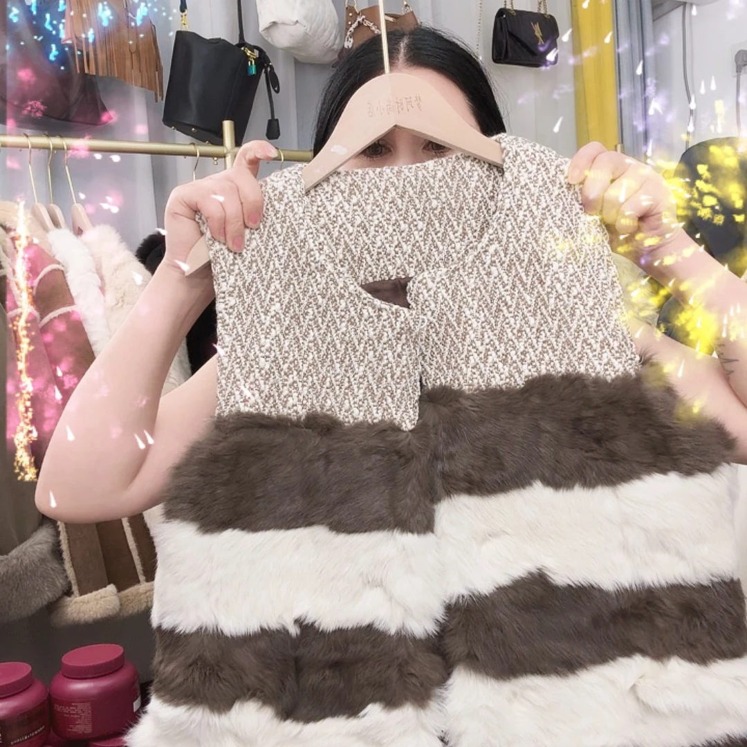 定制马甲小香风兔毛秒杀不退不换。咖色49