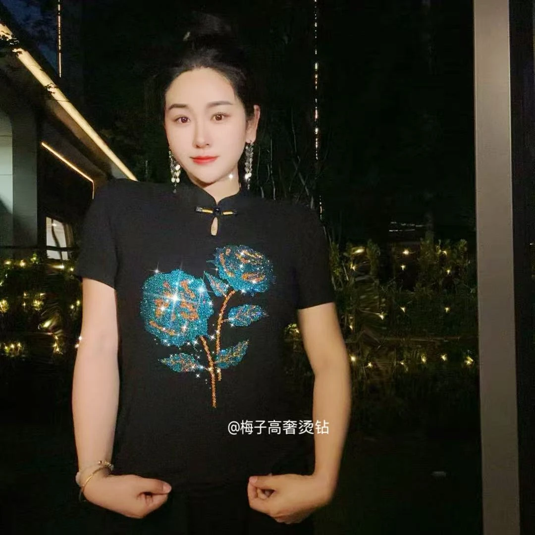 【开春新款】中国风立领玫瑰爆款洋气长袖打底衫女