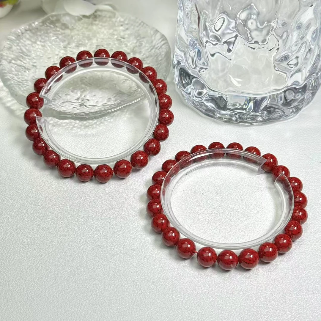 含辰砂工艺品【铭记好物】朱砂圆珠手串-QDM125H342【多样性发一】