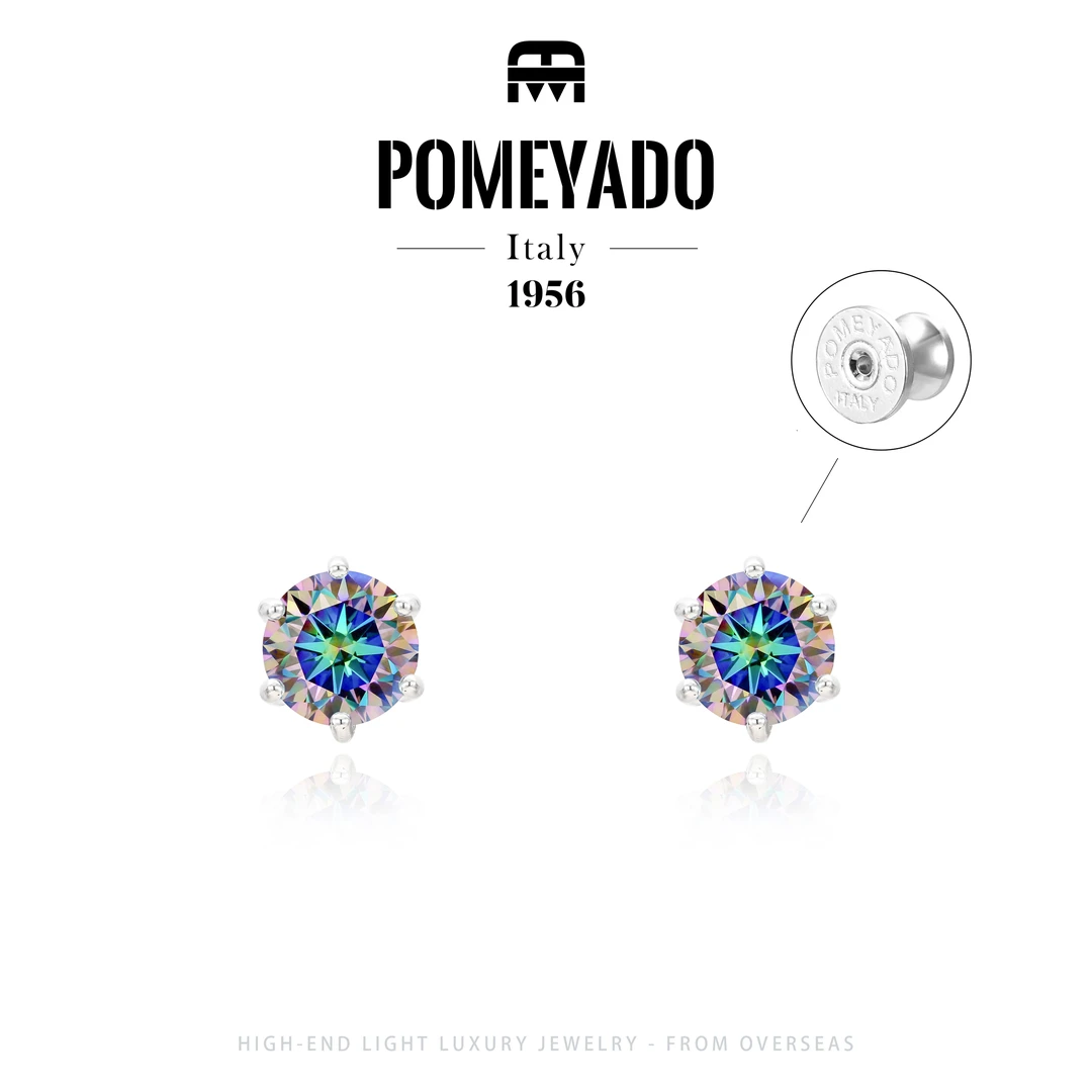 925银莫桑石耳饰 【璀蓝银河】Pomeyado秋上新轻奢高级耳钉F4485