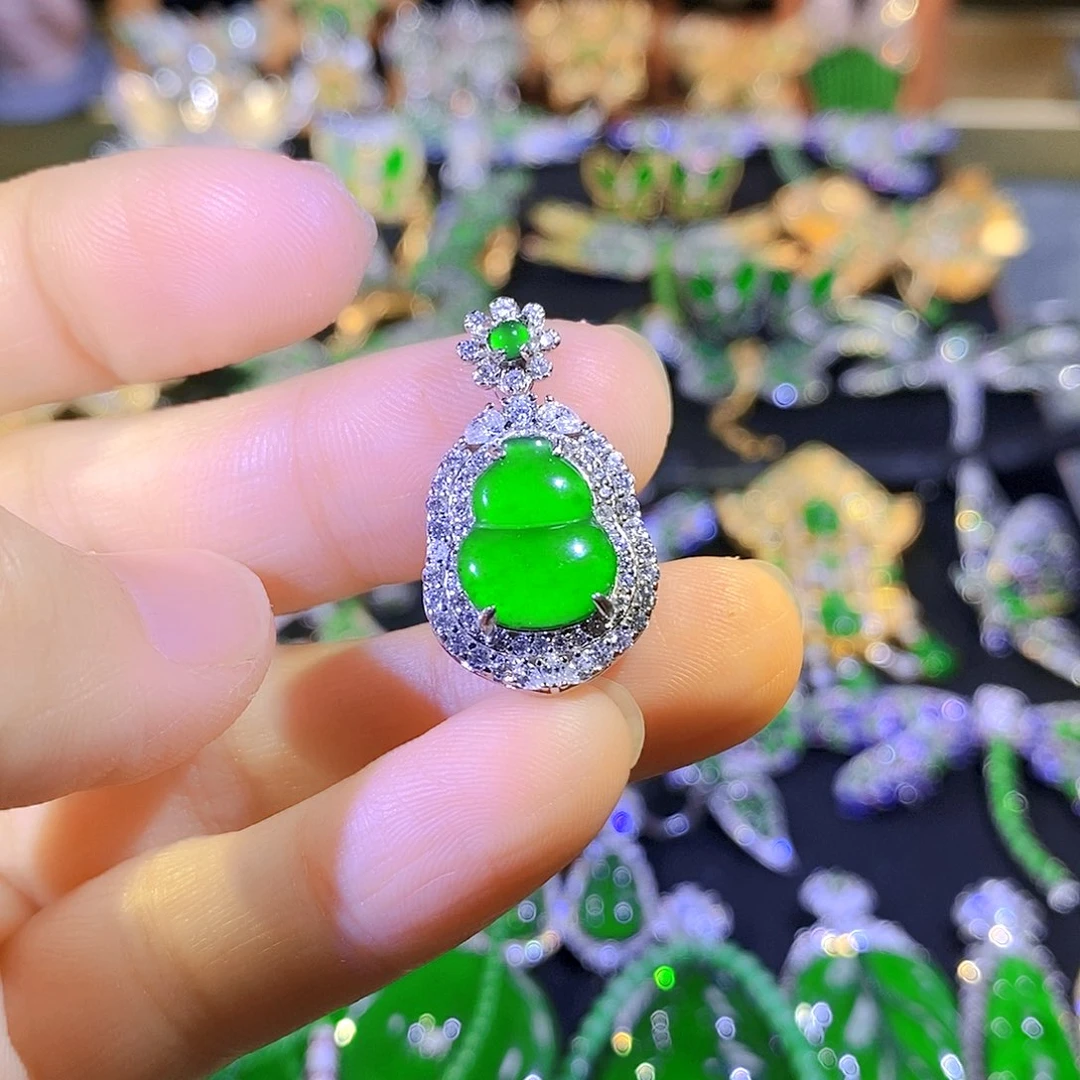 吊坠(不含链)银S925镶嵌翡翠