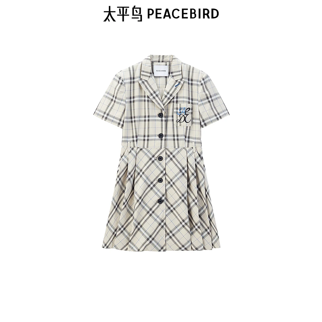 太平鸟女装品质格纹西装连衣裙A1FAE2340