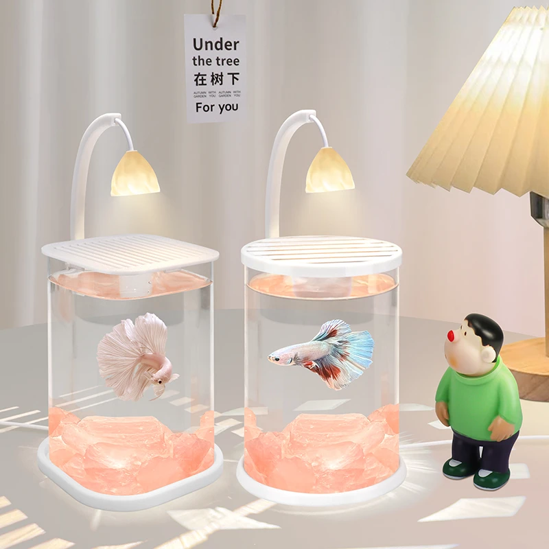 2025新款斗鱼缸小型网红玻璃缸客厅桌面观赏鱼造景办公室工位鱼缸