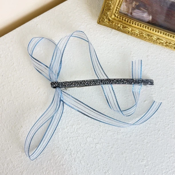 韩国饰品飘带砂糖蝴蝶结弹簧夹10cm