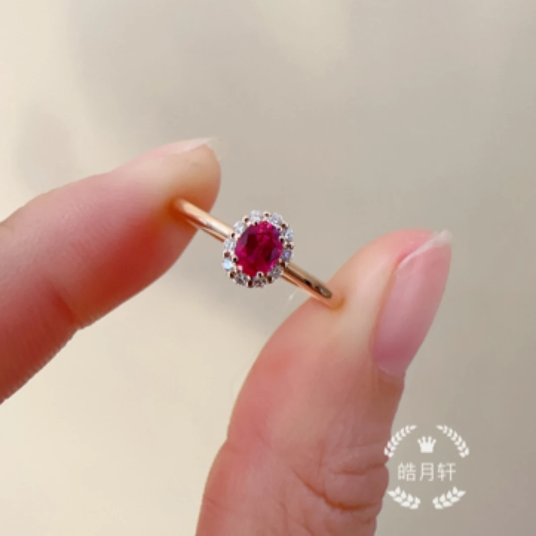 18k金镶嵌红宝石戒指 主石25分 钻石10分