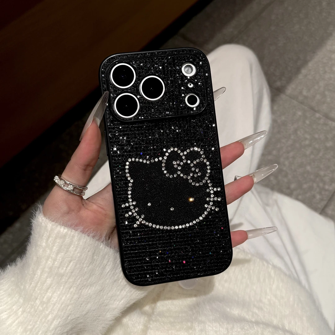 雅天立小香风闪钻kt猫适用苹果17/16手机壳华为P80vivo小米oppo女