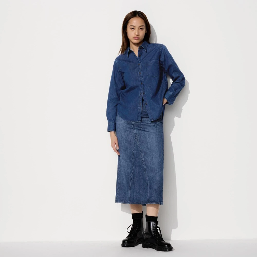 软牛仔衬衫女2025款春季韩版宽松百搭显瘦衬衣外套小个子复古上衣
