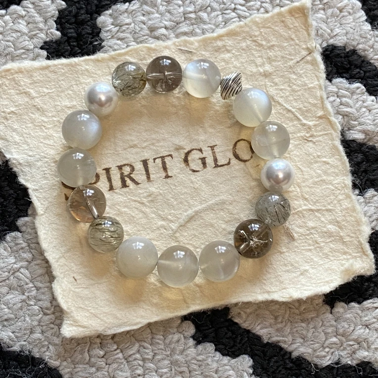 非金属羽毛手链 奶茶月光石水晶手链手串百搭气质