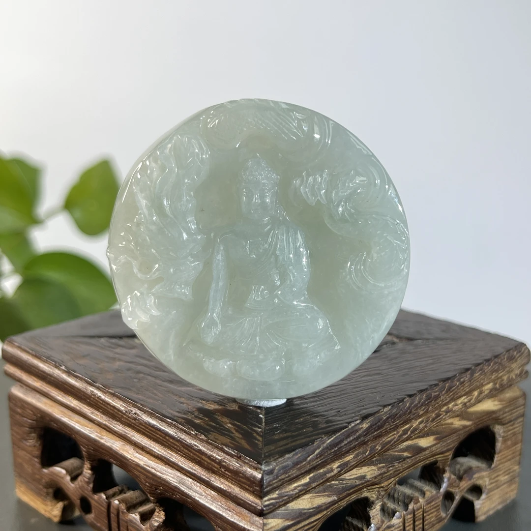 JSW31-44 天然翡翠缅甸A货 阿弥陀佛