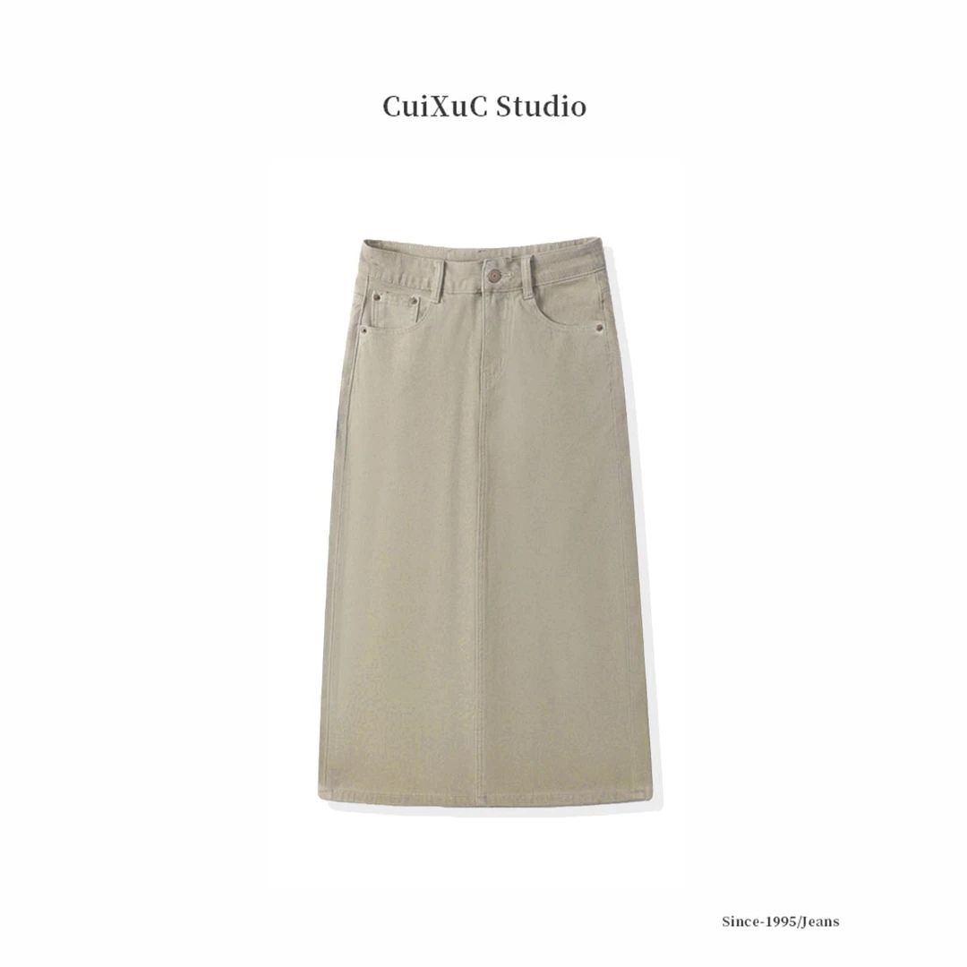 Q00086夏季薄款莱赛尔咖啡色牛仔裙夏季四面弹半身裙抗皱显瘦百搭