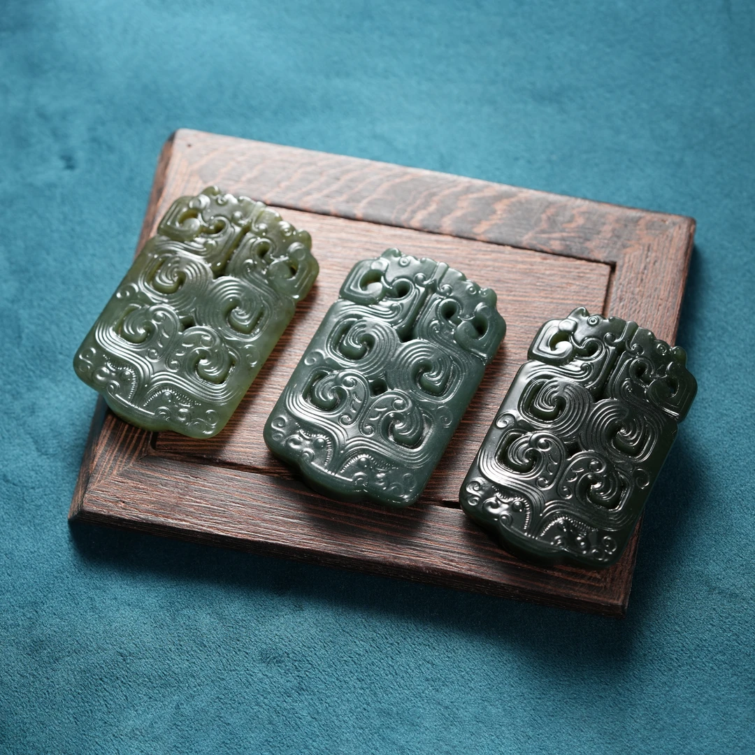 天然新疆和田玉三星堆镂空复古牌无事牌吊坠挂坠  多样性发一个