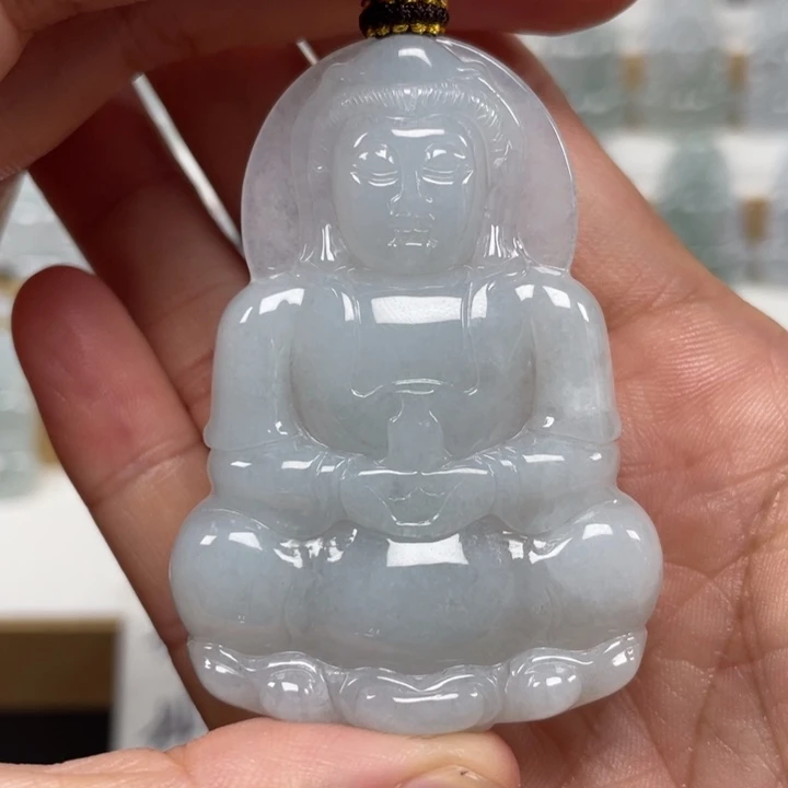 颈饰未镶嵌翡翠天然翡翠A货观音53号