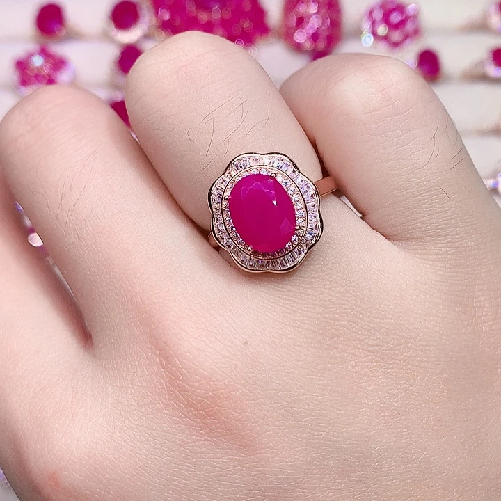 银S925镶嵌戒指红宝石