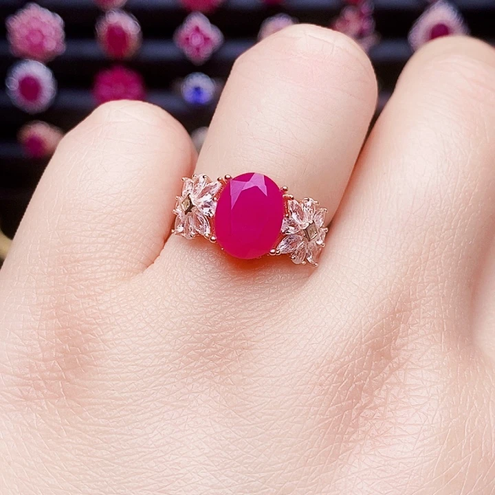 银S925镶嵌戒指红宝石