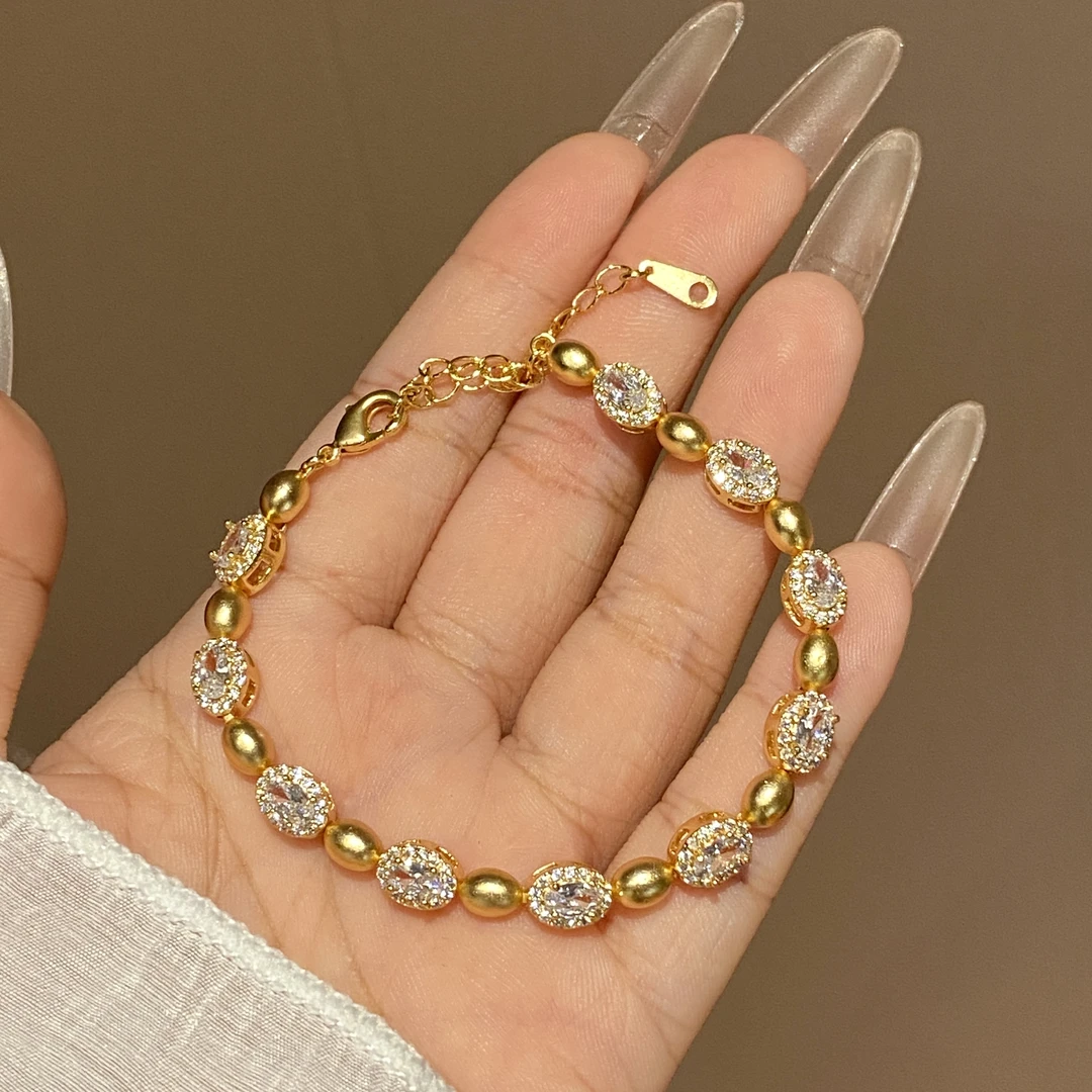 铜合金合成锆石手链 时尚ins小众轻奢复古高级感手链A2583