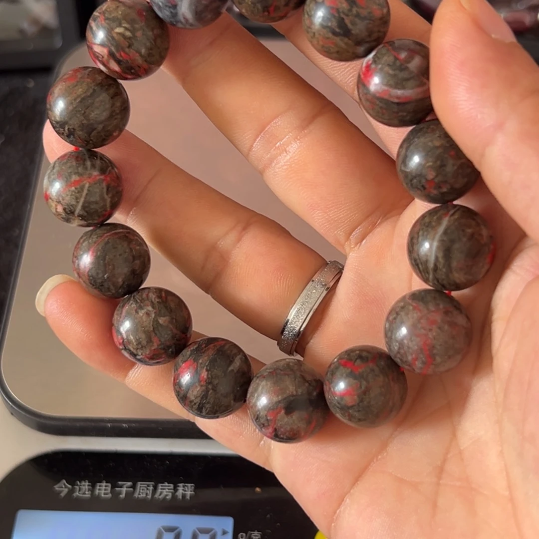 天然辰砂原石手串
