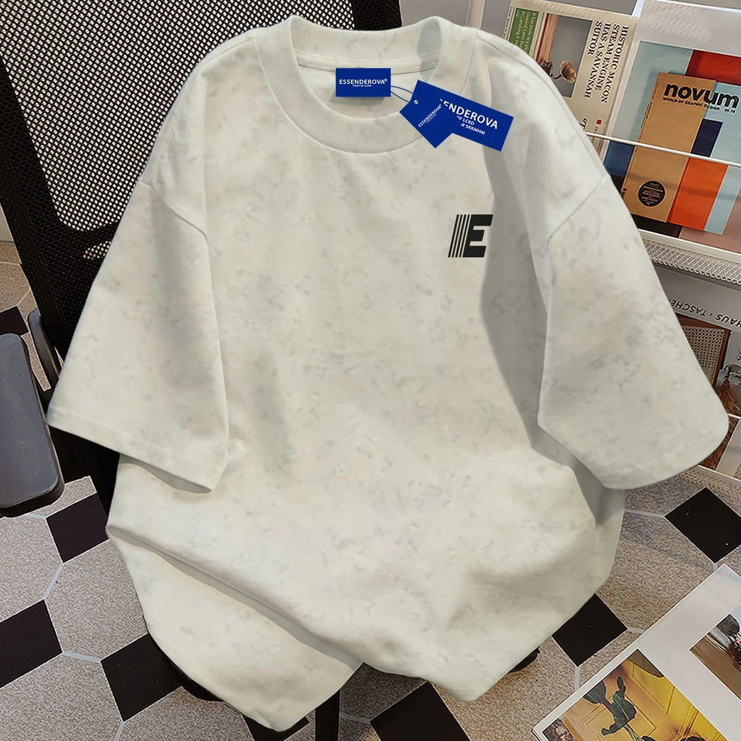 100%纯棉学生百搭字母扎染短袖t恤男女夏季爆款宽松圆领情侣上衣